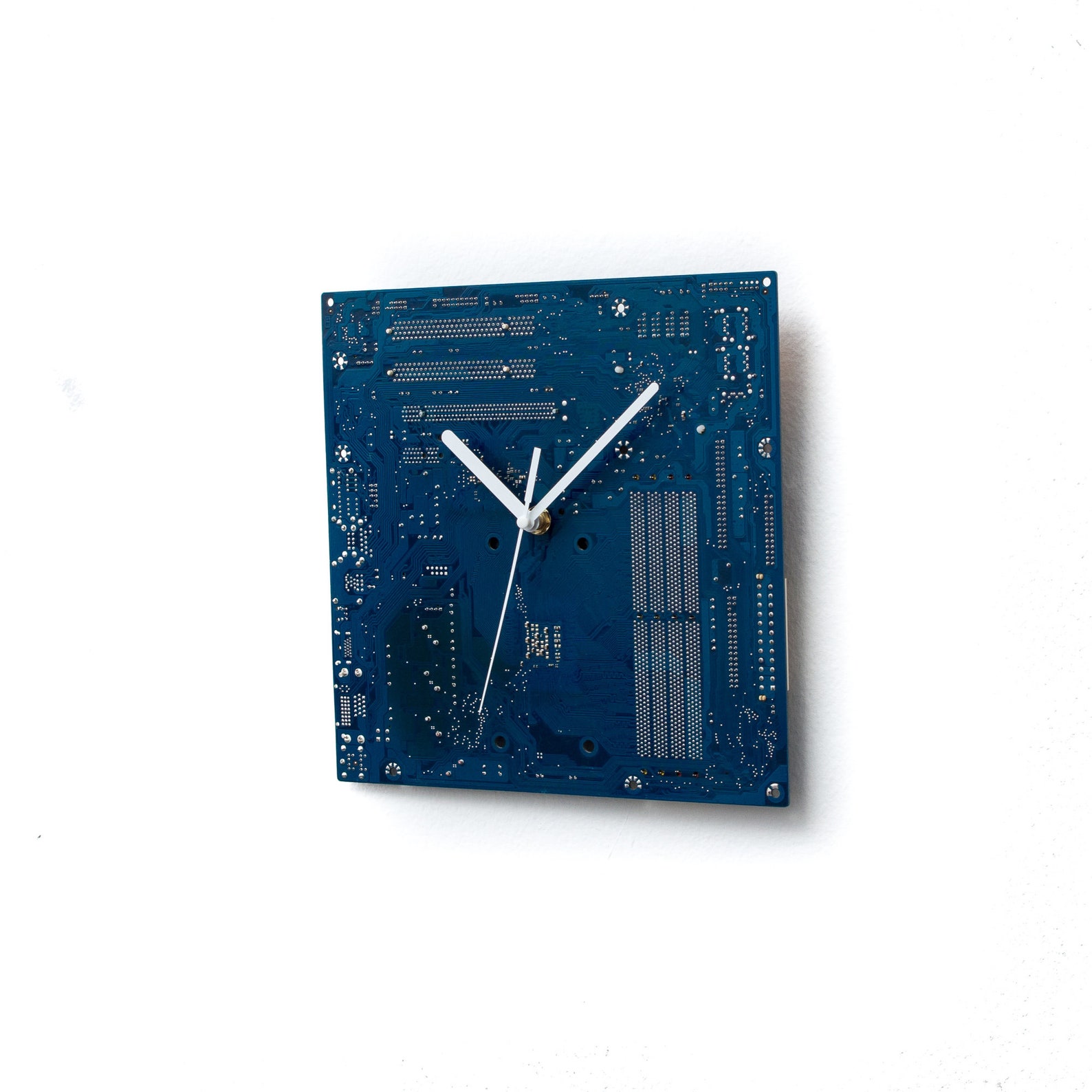 Dark Blue Wall Clock Circuit Board Clock With White Clock Etsy