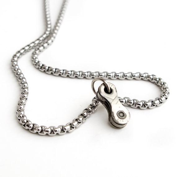 Bicycle Chain Pendant Necklace Long Chain Link Neclace Bike Etsy