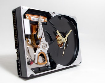 Industrial Clock, Hard Drive Clock, Unique Clock, Geek Clock, Birthday Gift, Husband gift, Unique Gift, Boyfriend Gift, Dad Gift, Desk Clock