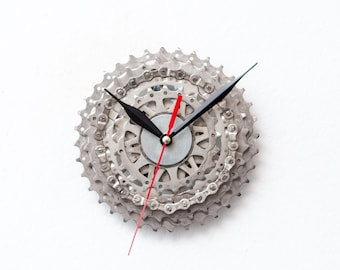 Gift for Bike Lover, Bicycle Sprocket Wall Clock, Recycled Parts Cyclist Geek Accessory