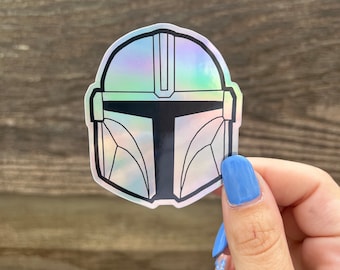 Pegatina de vinilo del casco mandaloriano – Star Wars, resistente al agua y a la intemperie.
