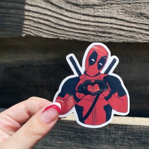 Deadpool Vinyl Sticker - Deadpool Heart Vinyl Sticker - Stickers for Hydroflask, Laptops, Planners, & More!