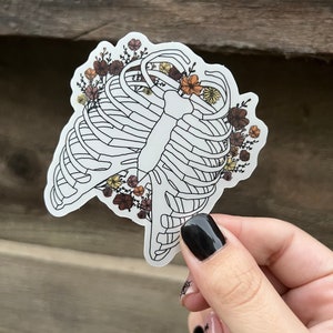 Ribcage Anatomy Sticker - Anatomy Floral Sticker - Stickers for Hydroflask, Laptops, Planners, & More!