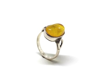 Silver ring with amber