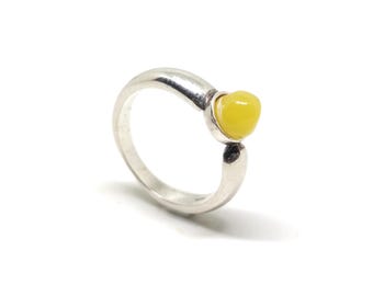 Silver ring with amber