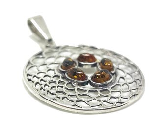 Baltic Amber 925 Silver Pendant: Handcrafted Lithuanian Jewelry