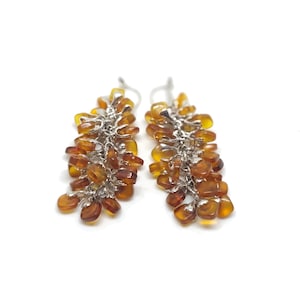 Silver earings with amber