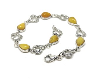 Silver bracelet with amber