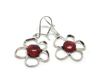Silver earings with amber