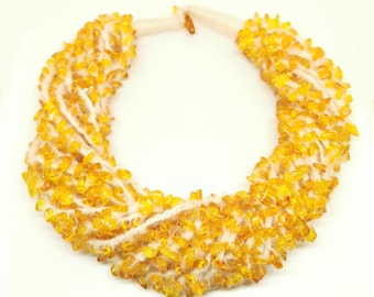 Handmade Baltic amber necklace with mohair