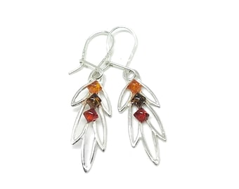 Silver earings with amber