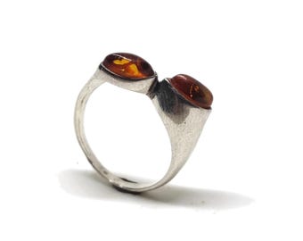 Silver ring with amber