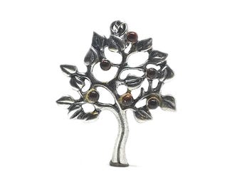 Baltic Amber Tree of Life 925 Silver Pendant (47x31mm)