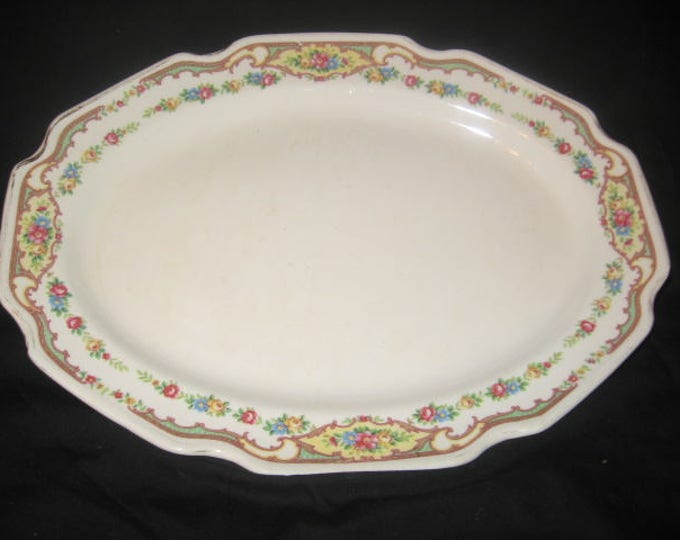 Vintage Meat Platter /cream Platter With Scallop Rim/platter With