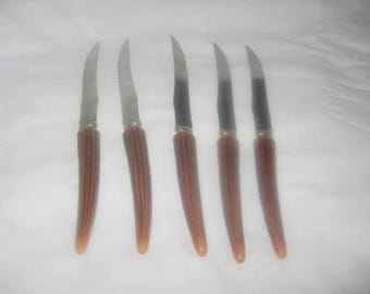 Vintage Bakelite Handle Knives: Sheffield Stainless Steel, Set of 5
