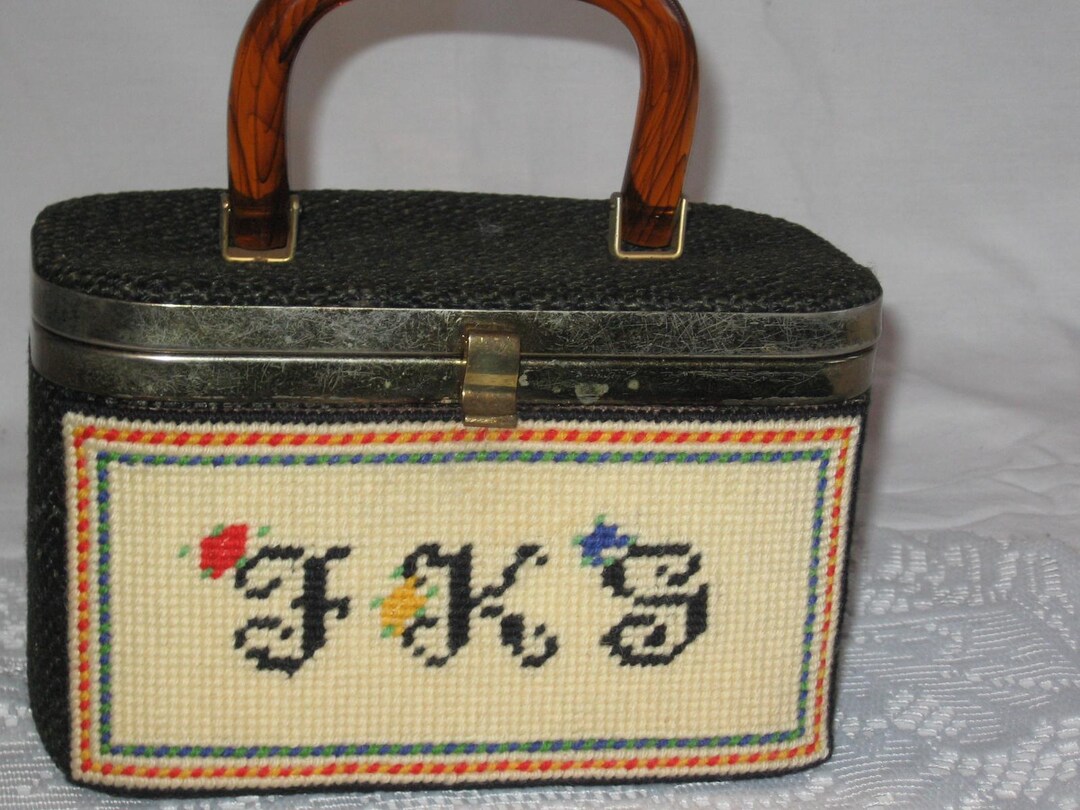 Sac à Main Vintage JR Florida En Cuir Marron - Années 50 - Fabriqué Aux USA - Occasion