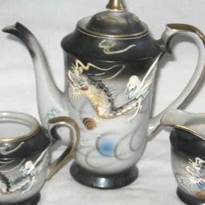 Antique Japanese Dragon Tea Set Blue - Etsy