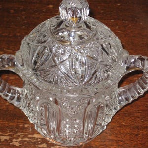 Vintage Press Clear Glass Sugar Bowl/EPAG Glass Sugar Bowl/Vintage Table Glass