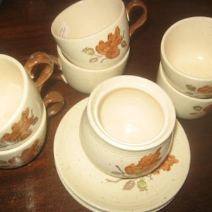 Metlox/Poppy Trail Woodland Gold/Vernon Ware/ Vintage Serving Pieces/Ceramics/Stoneware/ Metlox/Cups/Saucers/Vintage Dinnerware
