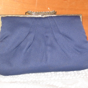 Magid made in Hong Kong Handmade Navy Blue Cloth Purse/Vintage Handbags/Cloth Clutch/Small Handbags/ Party Purse/ Evening Purse Clutch