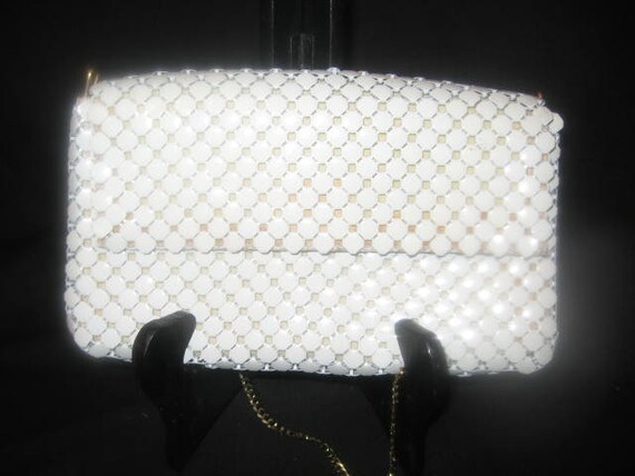 Whiting And Davis White Mesh Purse/Vintage Handba… - image 3