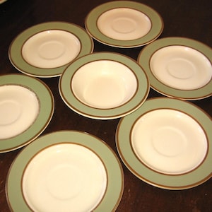 Vintage Taylor Smith Taylor Heritage Set Of Four Classic Celadon Green Saucers