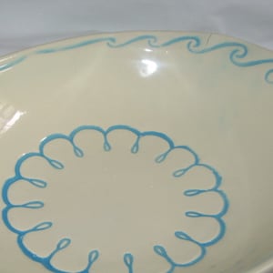 Vintage McCoy White Stoneware Bowl Blue Scroll Rim/McCoy Pottery/McCoy/Stoneware/Kitchen Bowls/McCoy Collectibles/McCoy Bowls