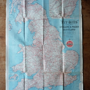 Eine 1920er Pratts High Test Petrol "Tit-Bits" Straßenkarte von England, Wales und Schottland