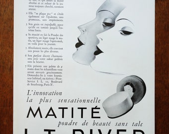 1930&#39;s Original Art Deco &quot;L.T. Piver Powder&quot; double sided French Print - A3 size