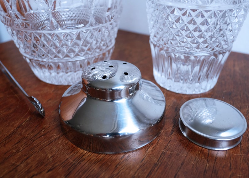 1950's Val Saint Lambert Crystal Glass Cocktail Shaker and Matching Ice Bucket image 6