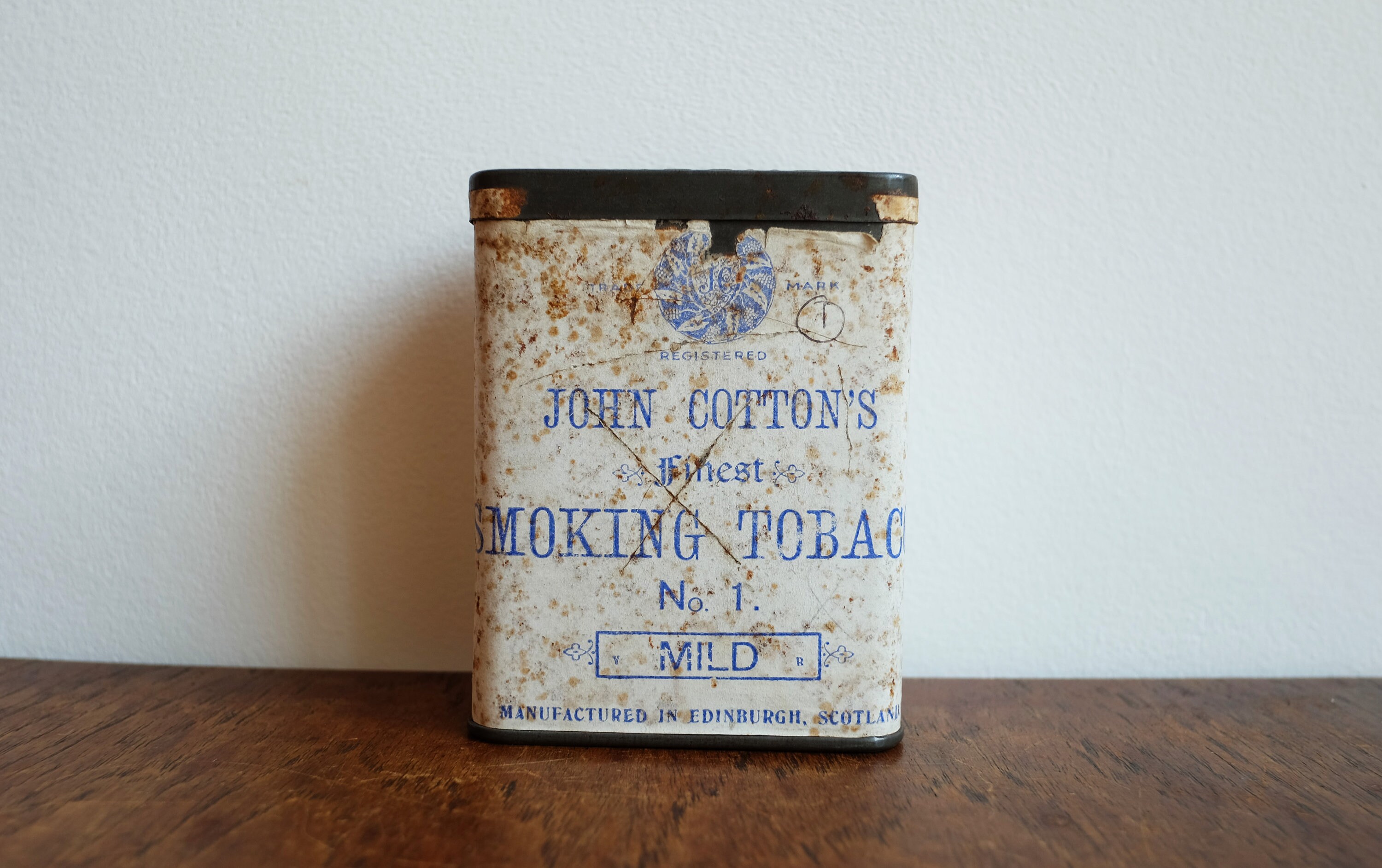 finest tobacco 1940's John Cotton's Finest No 1 Mild Smoking Tobacco Tin Box - Edinburgh  Scotland
