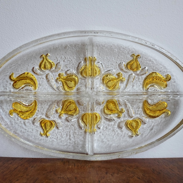 Mid Century Crystal Glass snacks/nuts Solifleur Stem Tray by Walther Kristallglas