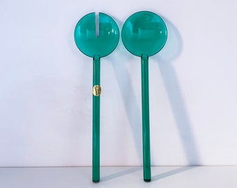 1980's Guzzini Green Salad Servers - 27.5 cm long