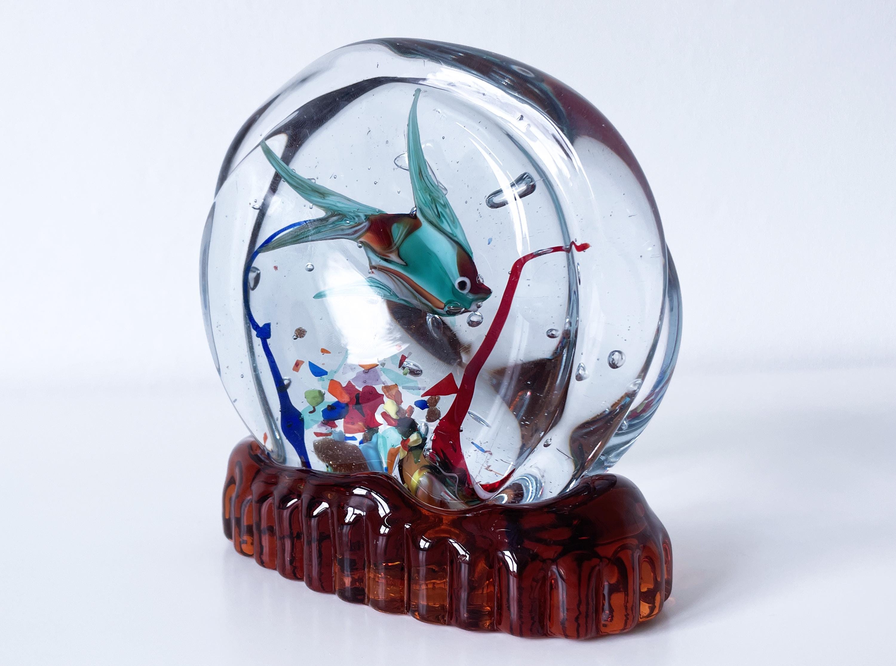 1960年代の本物のムラーノガラス製両面魚水槽彫刻 - イタリア - Etsy 日本