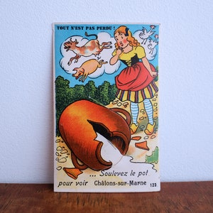 1950's Français Chalons-sur-Marne Fold Out Postcard