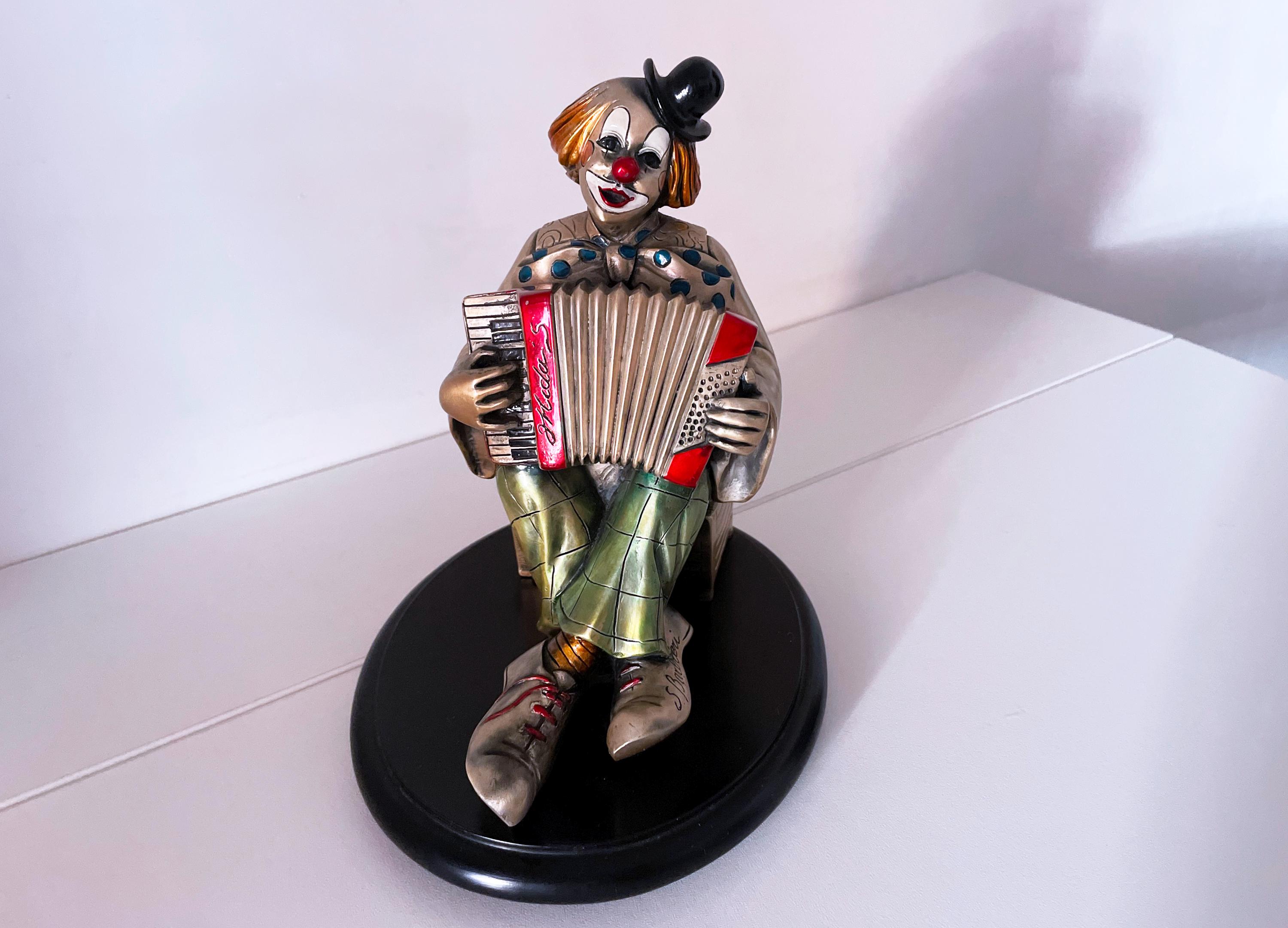 1960's Italian Mida's Clown With Accordion Figure by S. Barbieri