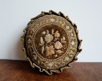 19th Century French Embroidered Hat Pin Cushion
