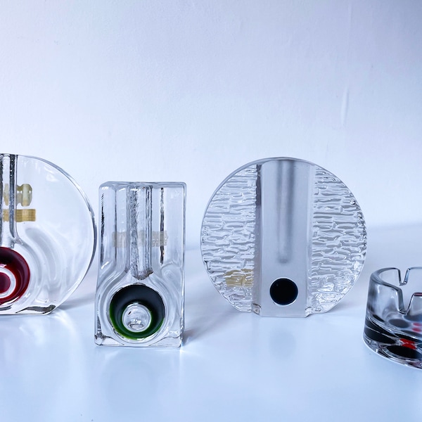 1960's Solifleur Crystal Vases and Ashtray by Heiner Düsterhaus for Walther Kristallglas