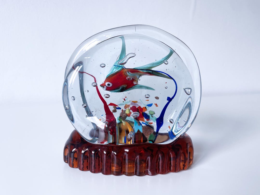 1960年代の本物のムラーノガラス製両面魚水槽彫刻 - イタリア - Etsy 日本