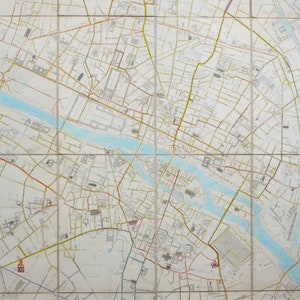 19th Century Map of the Water Distribution in Paris - hand painted, signed and dated 1852