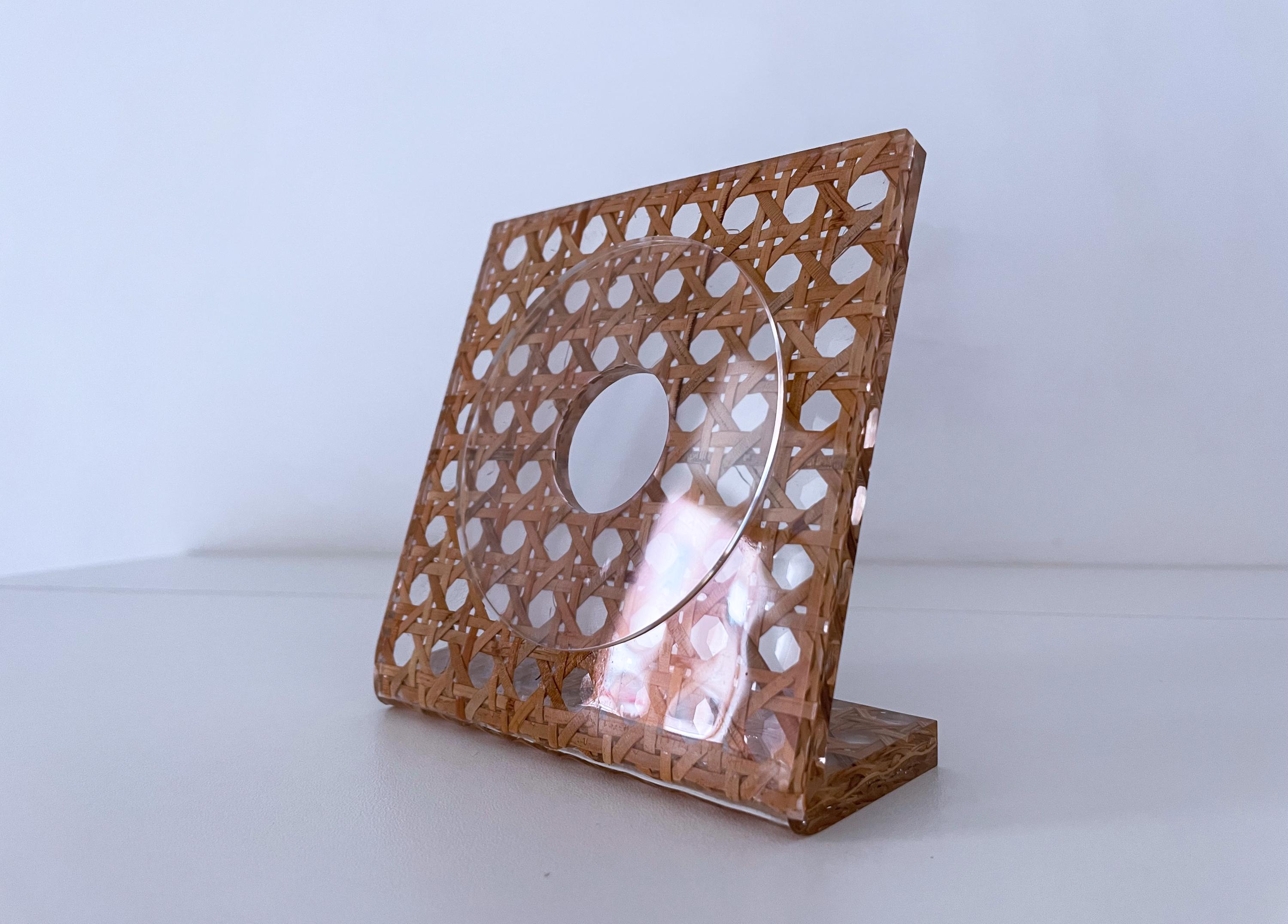 1970's Christian Dior Transparent Acrylic and Woven Wicker