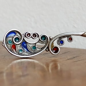 Art Nouveau österrikisk/norsk 925 Solid Silver Plique a Jour Emaljsked