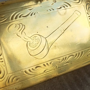 19th Century Tobacco Snuff Box - Brass - Pipe engraved