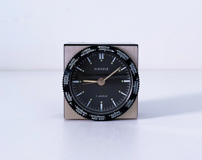 Vintage Kienzle 7 Jewels World Times Alarm Clock With Luminous Hands