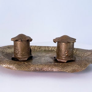 Antique Art Nouveau - Trench Art Brass Inkwell