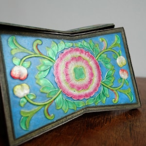 19th Century Chinese Cloisonné Enamel Trinket Box - Silver Over Copper