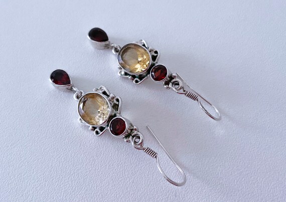 Art Nouveau Sterling Silver Crystal Stones and Ru… - image 3