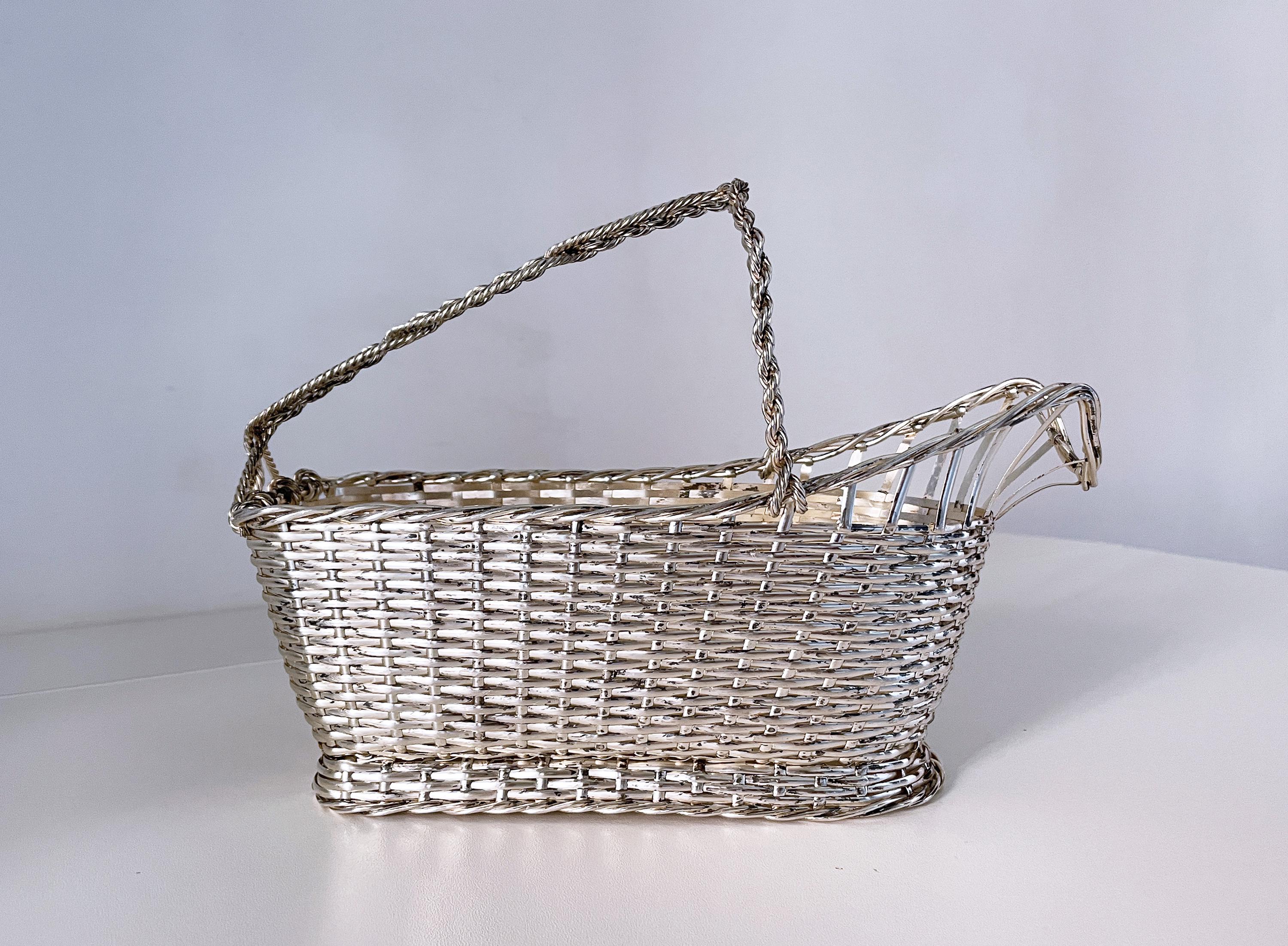1970's Christofle Woken Silver Plate Wine Serving Basket - Etsy