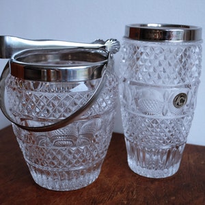 1950's Val Saint Lambert Crystal Glass Cocktail Shaker and Matching Ice Bucket image 2