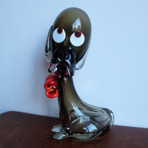 1970&#39;s Murano Smoked Glass Basset Hound Dog Large Figure